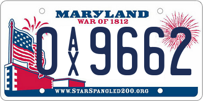 MD license plate 0AX9662