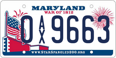 MD license plate 0AX9663