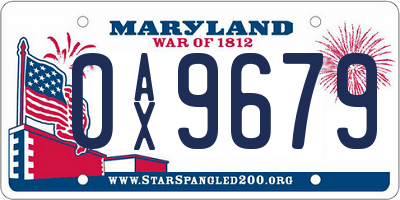 MD license plate 0AX9679