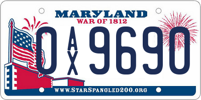 MD license plate 0AX9690