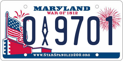 MD license plate 0AX9701