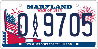 MD license plate 0AX9705