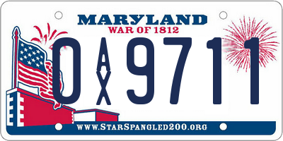 MD license plate 0AX9711