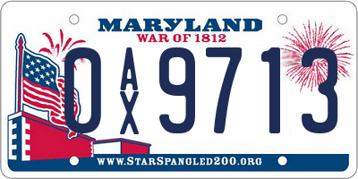 MD license plate 0AX9713
