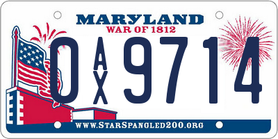 MD license plate 0AX9714