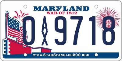 MD license plate 0AX9718