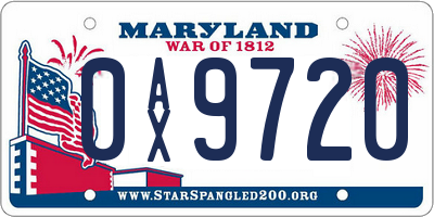 MD license plate 0AX9720