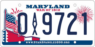MD license plate 0AX9721