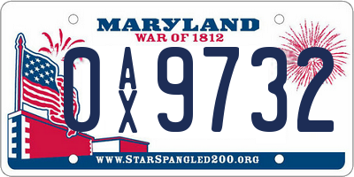 MD license plate 0AX9732