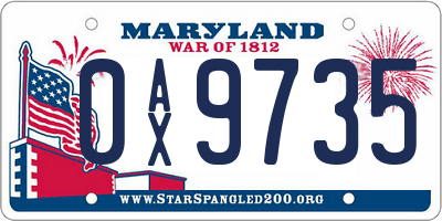 MD license plate 0AX9735