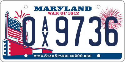 MD license plate 0AX9736