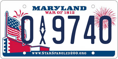 MD license plate 0AX9740