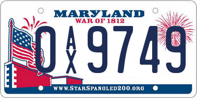 MD license plate 0AX9749