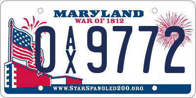 MD license plate 0AX9772