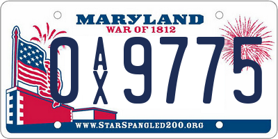 MD license plate 0AX9775