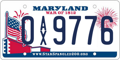MD license plate 0AX9776