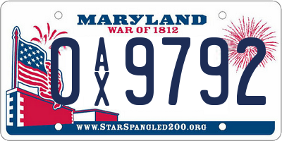 MD license plate 0AX9792