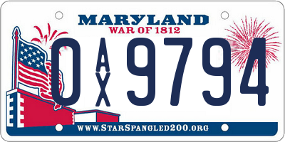 MD license plate 0AX9794