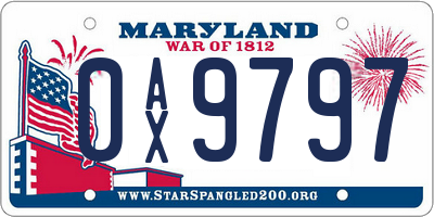 MD license plate 0AX9797