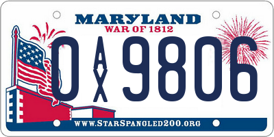 MD license plate 0AX9806