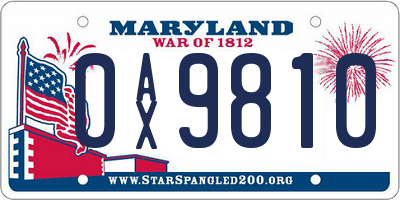 MD license plate 0AX9810