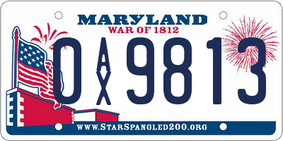 MD license plate 0AX9813