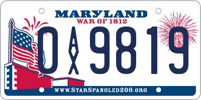 MD license plate 0AX9819