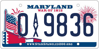 MD license plate 0AX9836