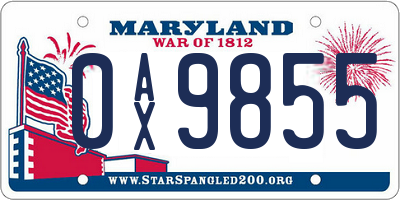 MD license plate 0AX9855