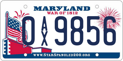 MD license plate 0AX9856