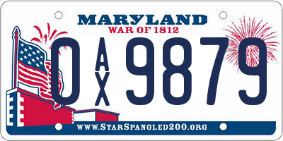 MD license plate 0AX9879