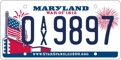 MD license plate 0AX9897