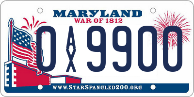 MD license plate 0AX9900