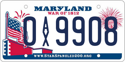 MD license plate 0AX9908