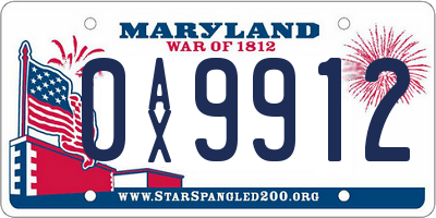 MD license plate 0AX9912