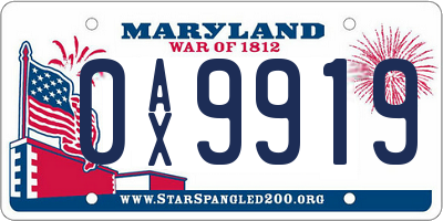 MD license plate 0AX9919