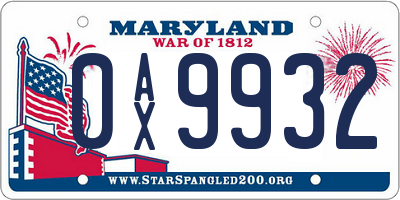 MD license plate 0AX9932