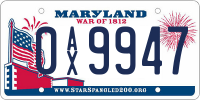 MD license plate 0AX9947