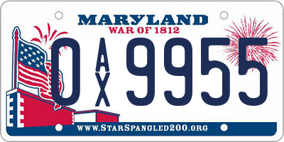 MD license plate 0AX9955