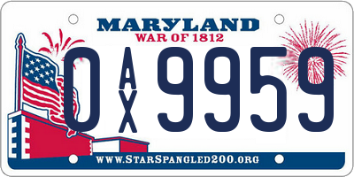 MD license plate 0AX9959
