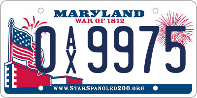 MD license plate 0AX9975