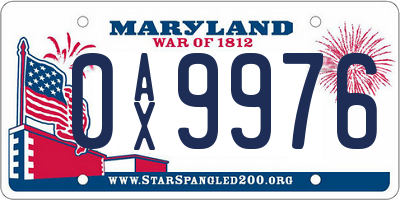 MD license plate 0AX9976