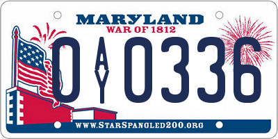 MD license plate 0AY0336