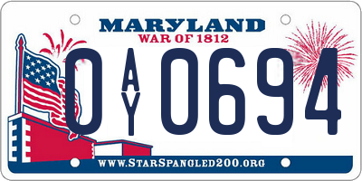 MD license plate 0AY0694