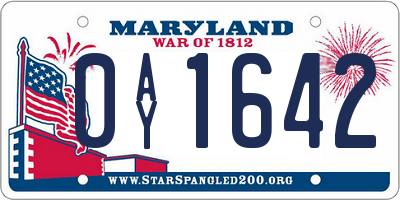 MD license plate 0AY1642