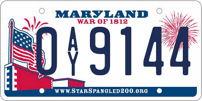 MD license plate 0AY9144