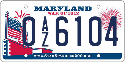 MD license plate 0AZ6104