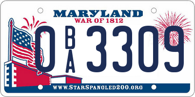 MD license plate 0BA3309