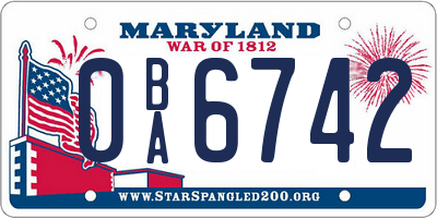 MD license plate 0BA6742