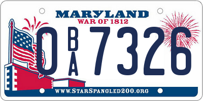 MD license plate 0BA7326